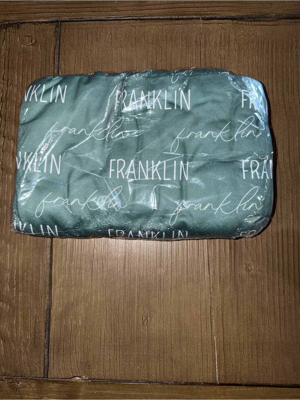 Caden Lane Personalized Franklin Baby Name Swaddle Blanket in color Emerald